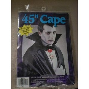 Adult one size fits all 45" black cape with stand up collar